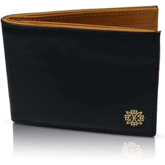 Men's Slimfold Wallet - Genuine Leather Multiple Pockets, Yellow